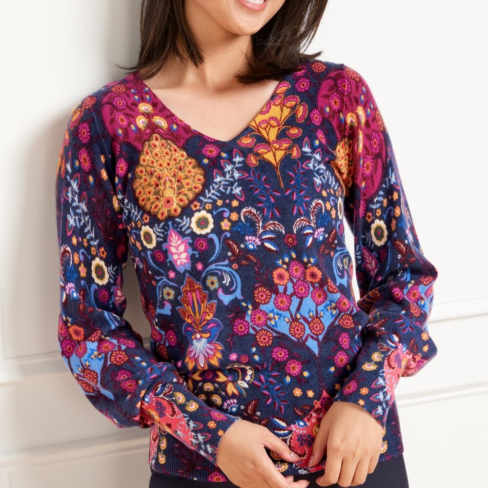 Talbots 100% Cashmere Balloon Sleeve Sweater